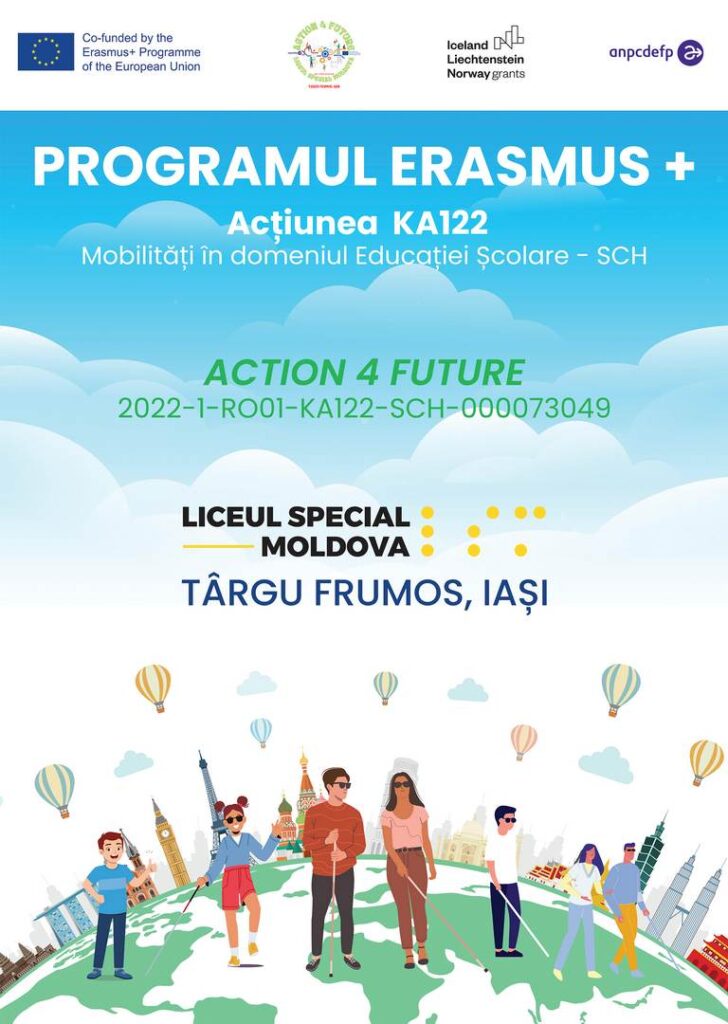 Un grup de studenți participând la activități educaționale în cadrul proiectului Action-4-Future.